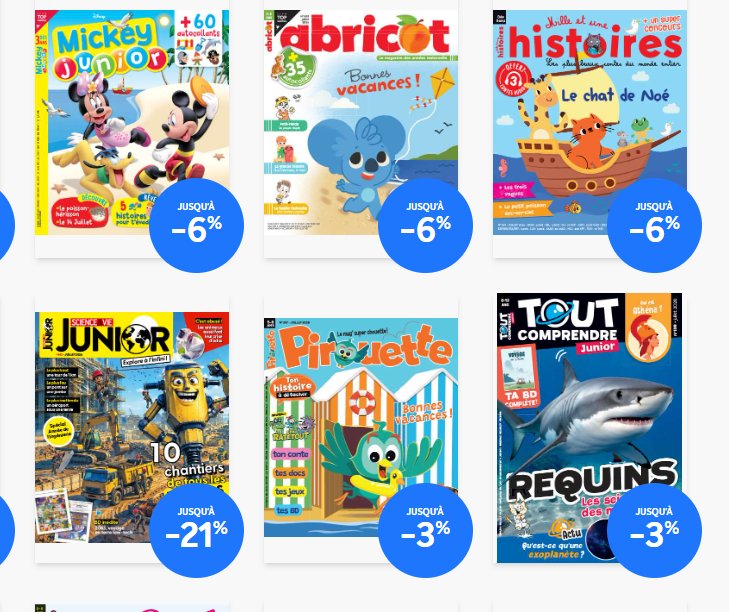 Abonnements Magazines Enfants pas chers : 13€ disney princesses, Papoum à 24€ …